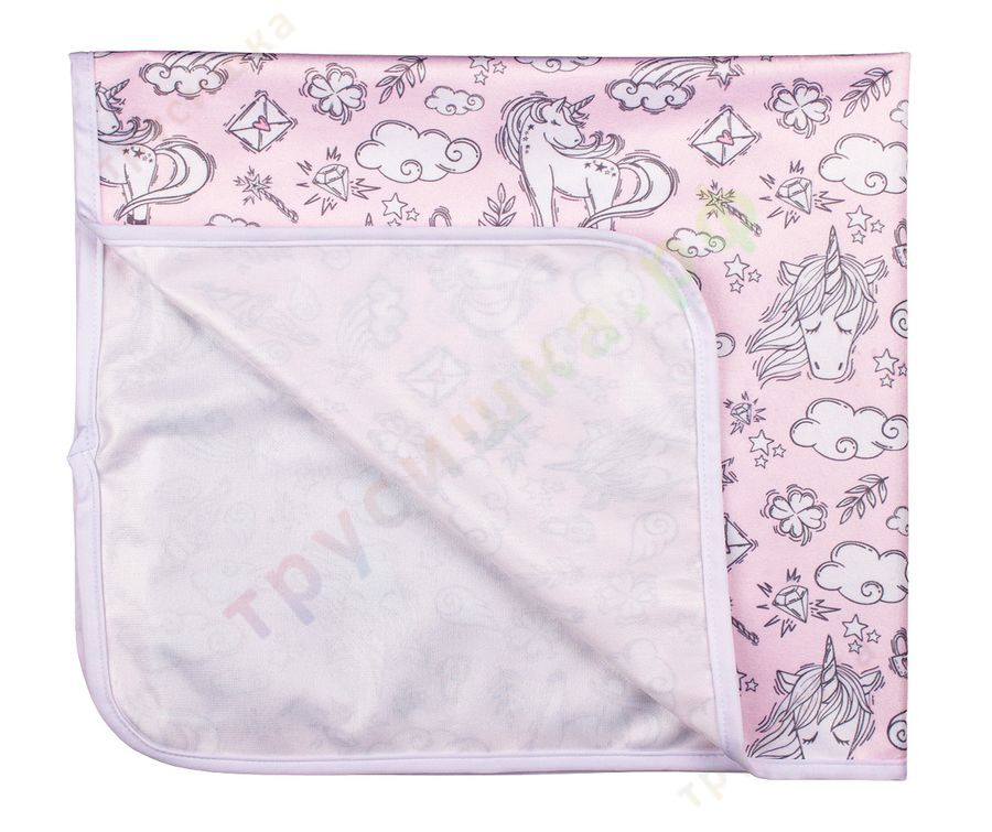 Непромокаемая пеленка Единорог на розовом 74*74