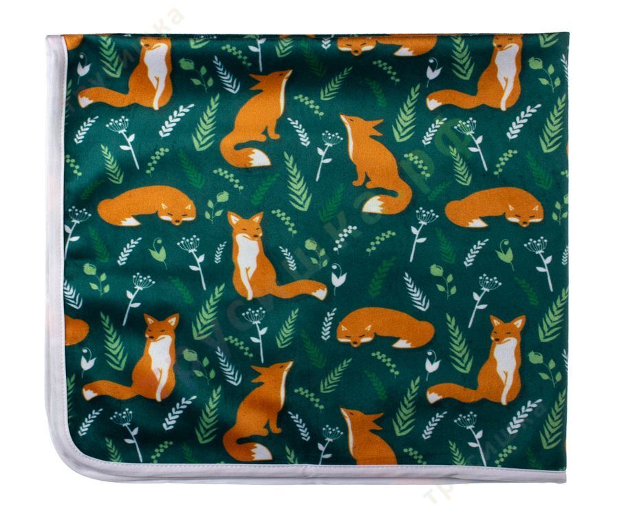 Непромокаемая пеленка Лисички на зеленом 74*74