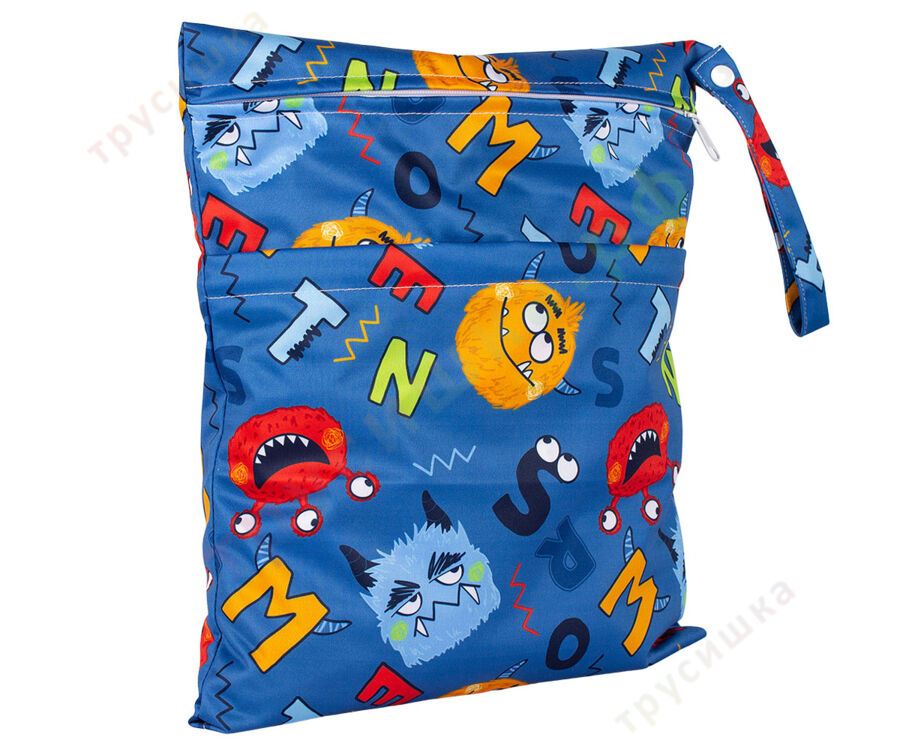 Непромокаемая сумочка Монстрики на синем