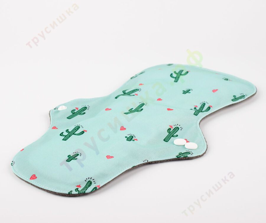 Ночные гигиенические прокладки (анатомическая форма) Кактусы на мятном