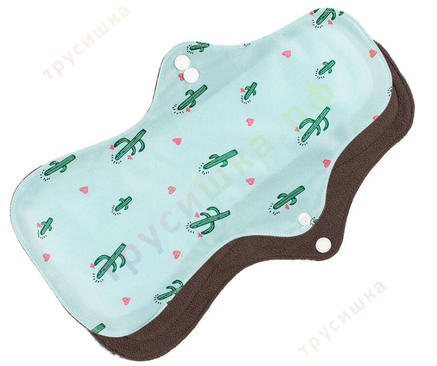 Ночные гигиенические прокладки (анатомическая форма) Кактусы на мятном