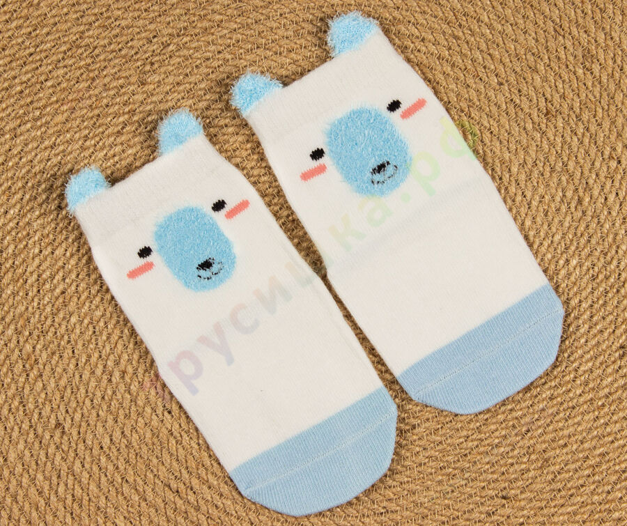 Носочки объемные Белый медведь / голубой