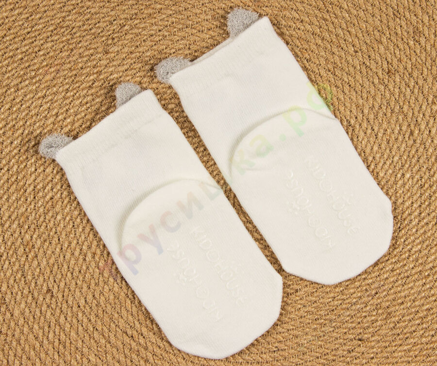 Носочки объемные Белый медведь / серый