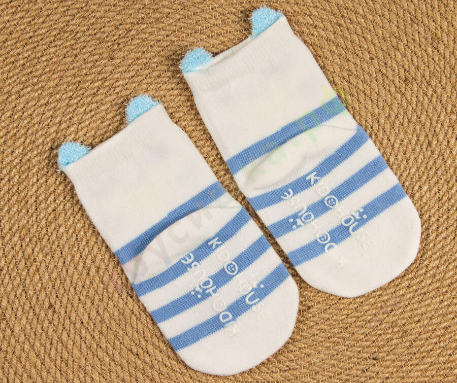 Носочки объемные Кот и голубые полосы