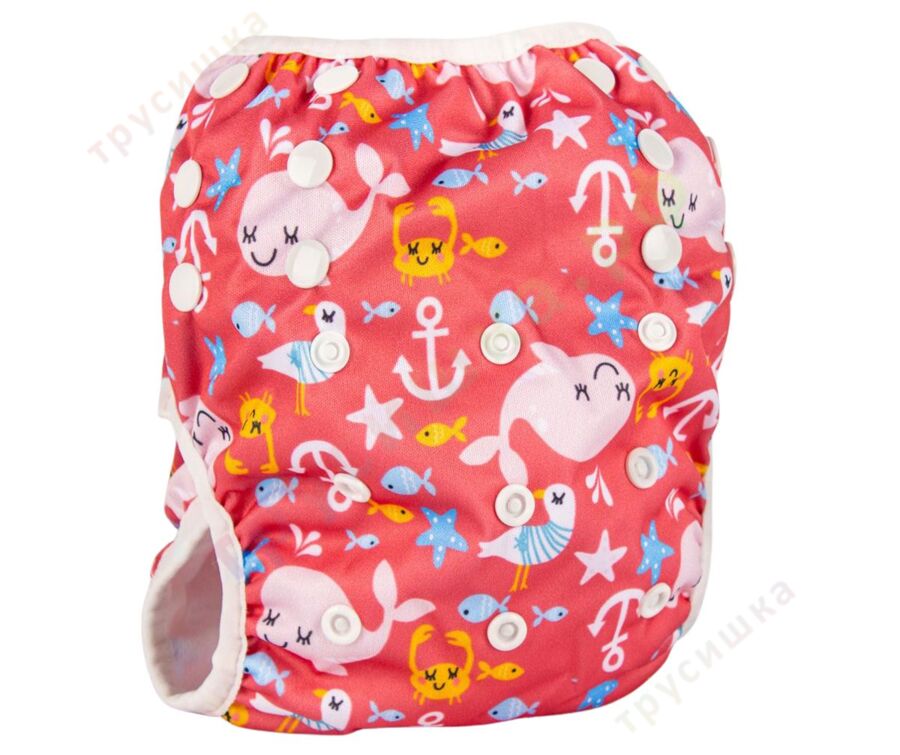 Подгузник для плавания Розовые киты