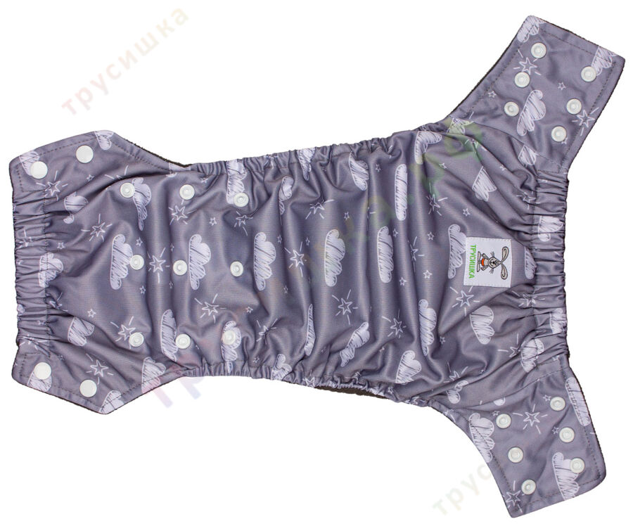 Подгузники-трусики Трусишка Облака на сером