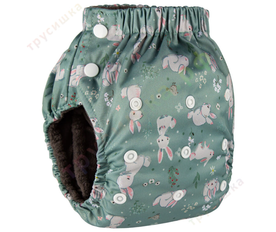 Подгузники-трусики Трусишка Зайчата на зеленом
