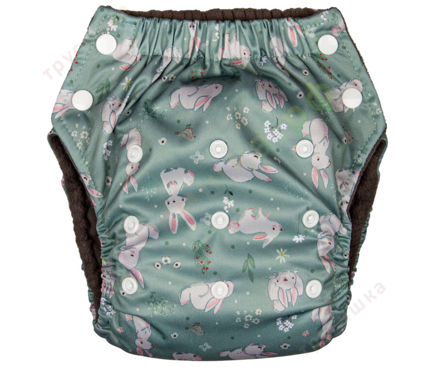 Подгузники-трусики Трусишка Зайчата на зеленом