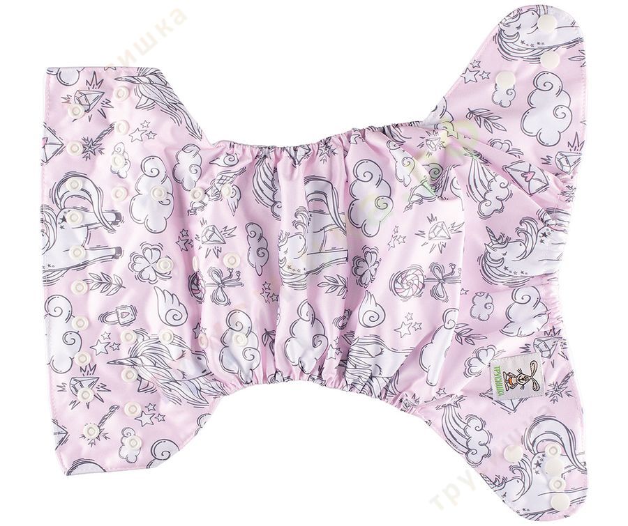 Трусишка Бортики Единорог на розовом (микрозамша)