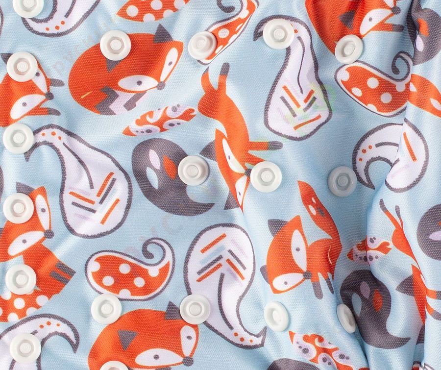 Трусишка Бортики Лисички на голубом (микрозамша)