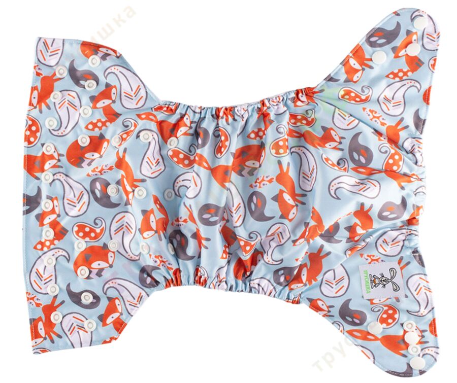 Трусишка Бортики Лисички на голубом (микрозамша)