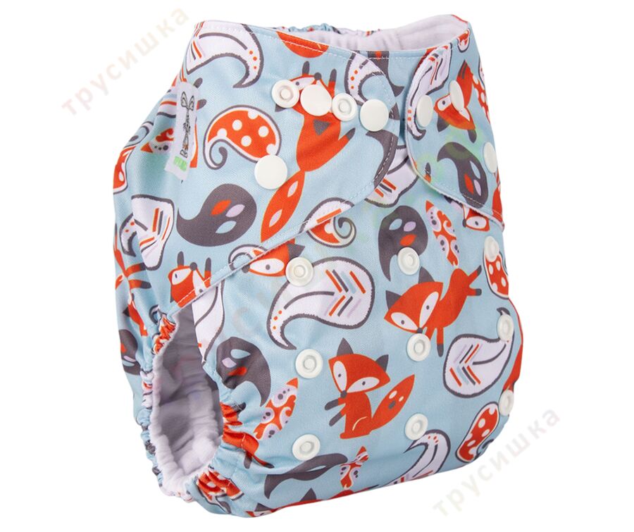 Трусишка Бортики Лисички на голубом (микрозамша)