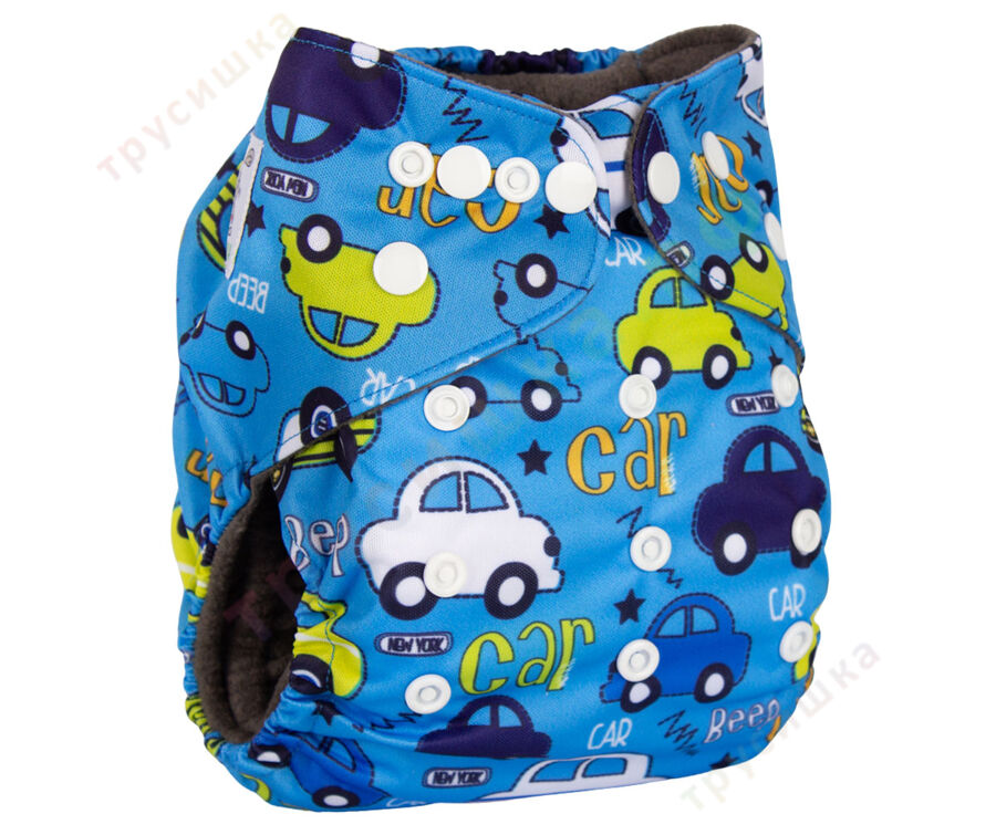 Трусишка Бортики Машинки на голубом (бамбук-уголь)