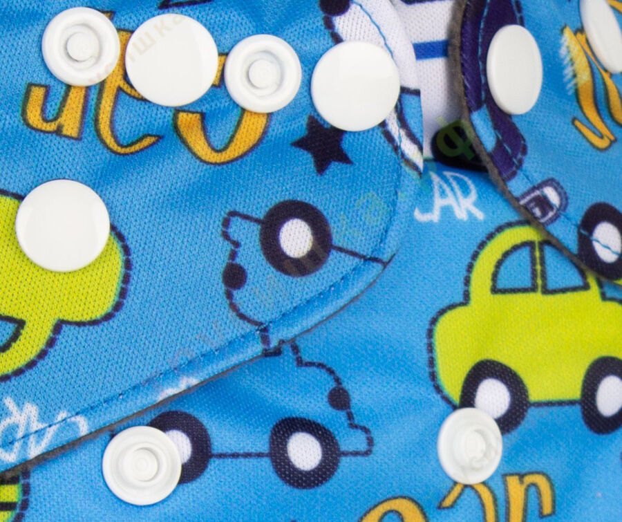 Трусишка Бортики Машинки на голубом (бамбук-уголь)