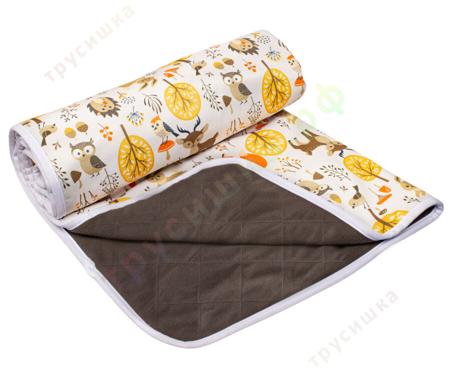 Впитывающая пеленка Лесные зверята (бамбук-уголь) 70*120