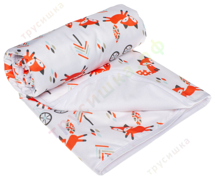 Впитывающая пеленка Лисички на белом (микрозамша) 74*74