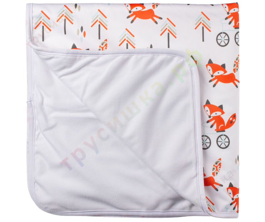 Впитывающая пеленка Лисички на белом (микрозамша) 74*74