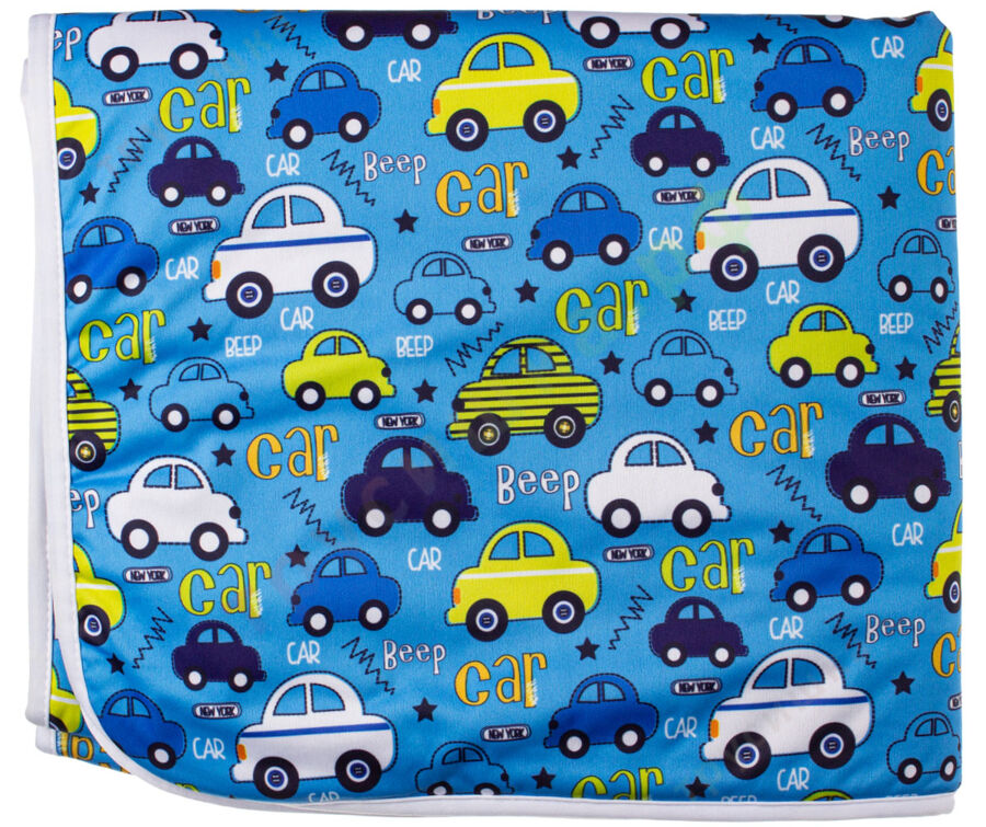 Впитывающая пеленка Машинки на голубом (бамбук-уголь) 70*120