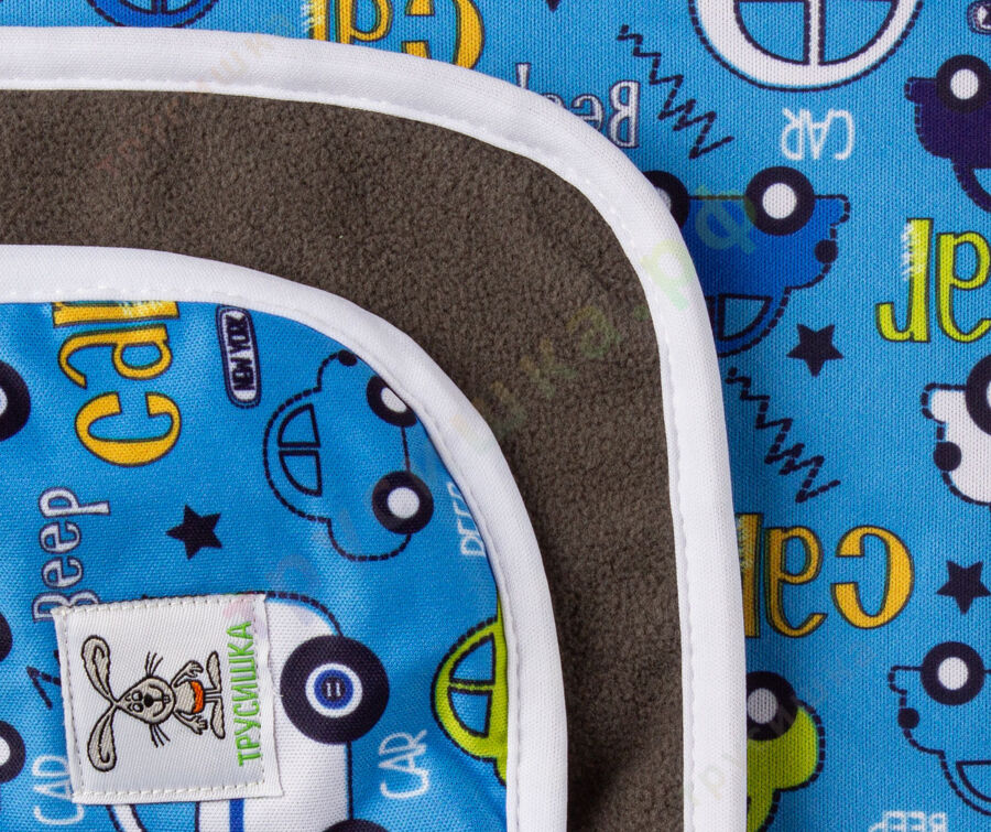 Впитывающая пеленка Машинки на голубом (бамбук-уголь) 70*120