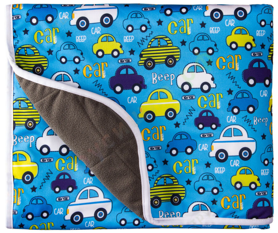 Впитывающая пеленка Машинки на голубом (бамбук-уголь) 70*120