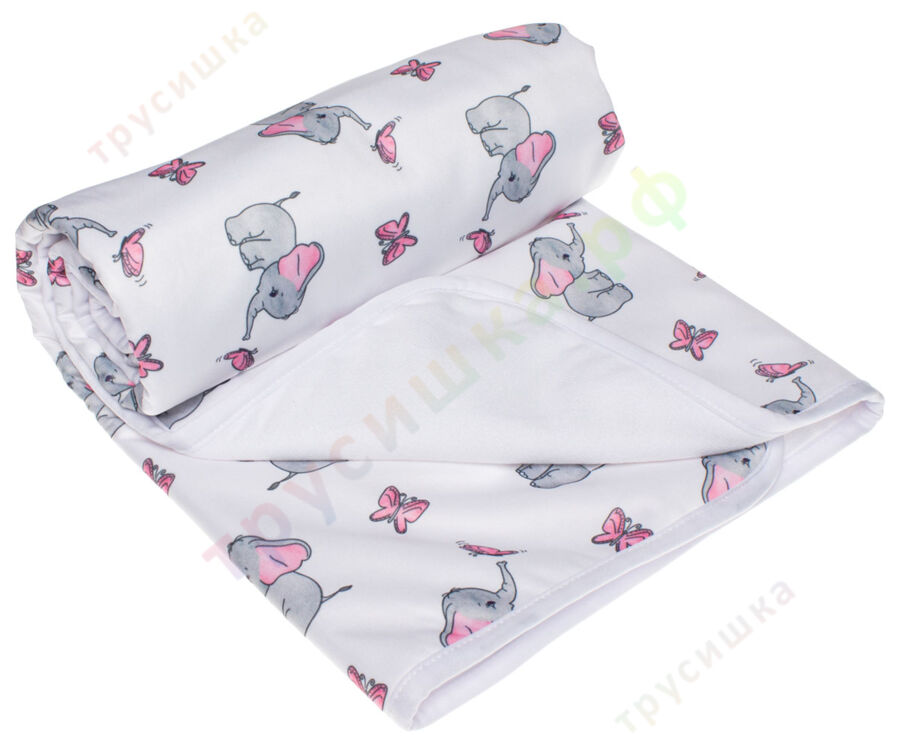 Впитывающая пеленка Слоник и бабочка (микрозамша) 74*74