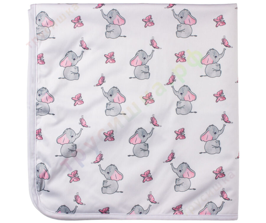 Впитывающая пеленка Слоник и бабочка (микрозамша) 74*74