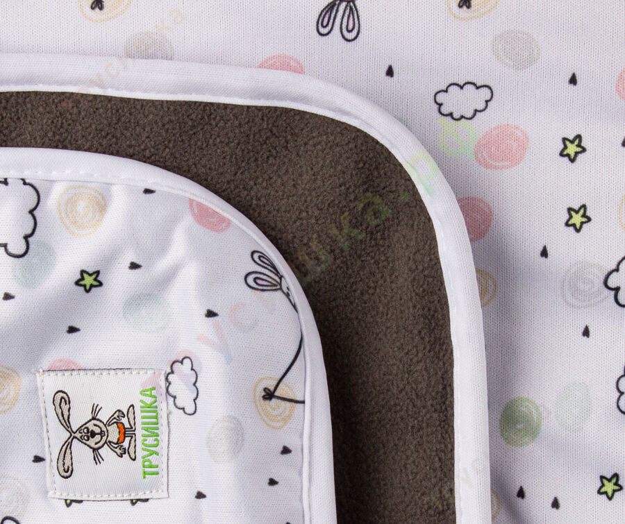 Впитывающая пеленка Зайка на облаке (бамбук-уголь) 70*120