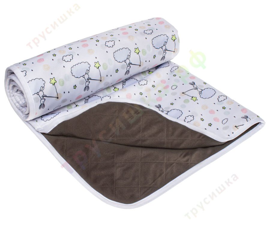 Впитывающая пеленка Зайка на облаке (бамбук-уголь) 70*120