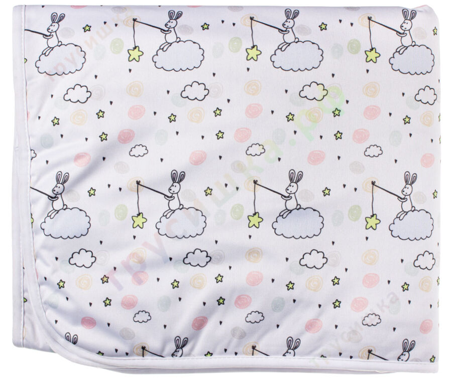 Впитывающая пеленка Зайка на облаке (бамбук-уголь) 70*120