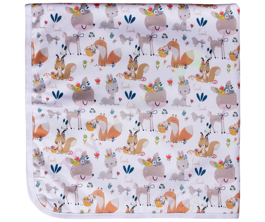 Впитывающая пеленка Зверята с цветами (микрозамша) 74*74