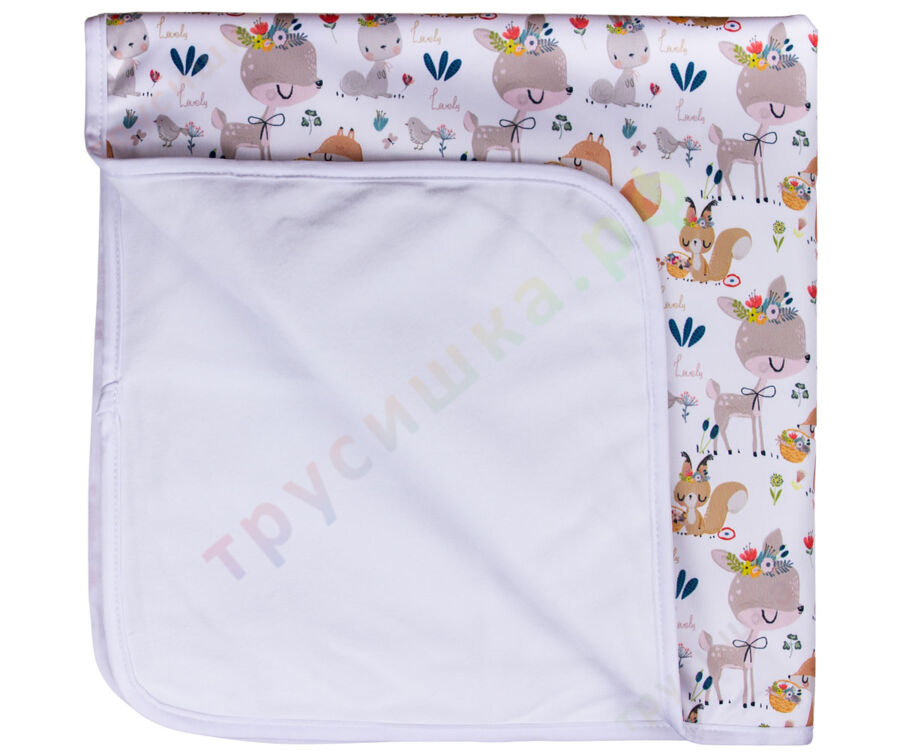 Впитывающая пеленка Зверята с цветами (микрозамша) 74*74